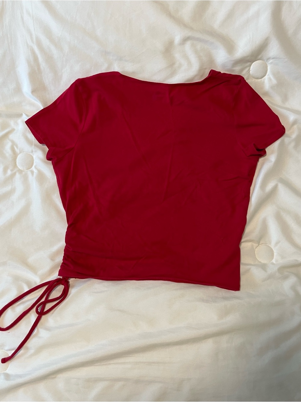 Hollister Red Side-Tie Wrap Short Sleeve Top Size Medium - Picture 4 of 4